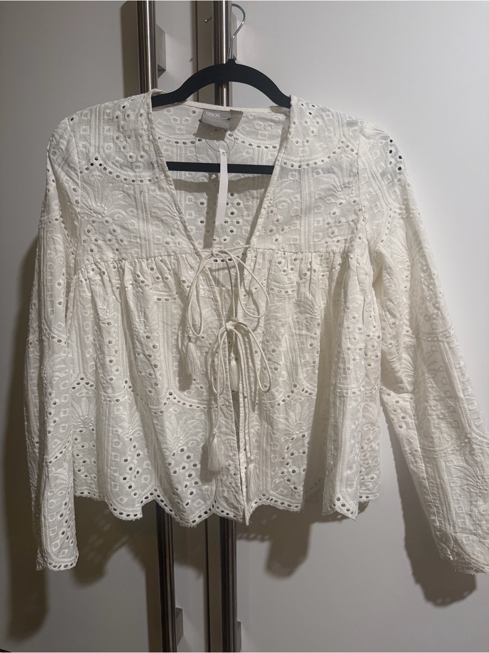 ASOS White Eyelet Tie-Front Blouse